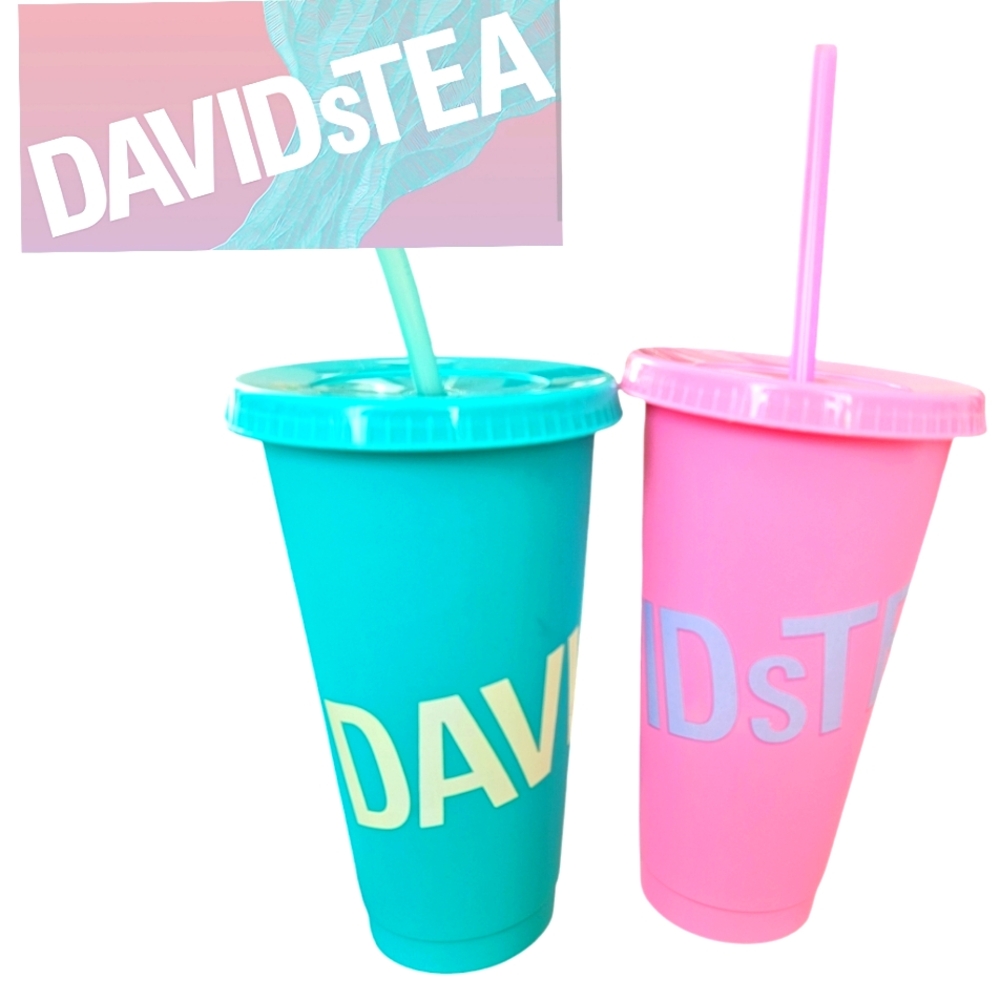 🎁FREE WITH PURCHASE🎁David's Tea Cold Drink Tumblers & Reuable Straws